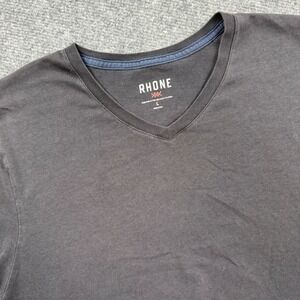 RHONE Mens V Neck T Shirt L Gray Cotton Polyester Spandex Short Sleeve Casual